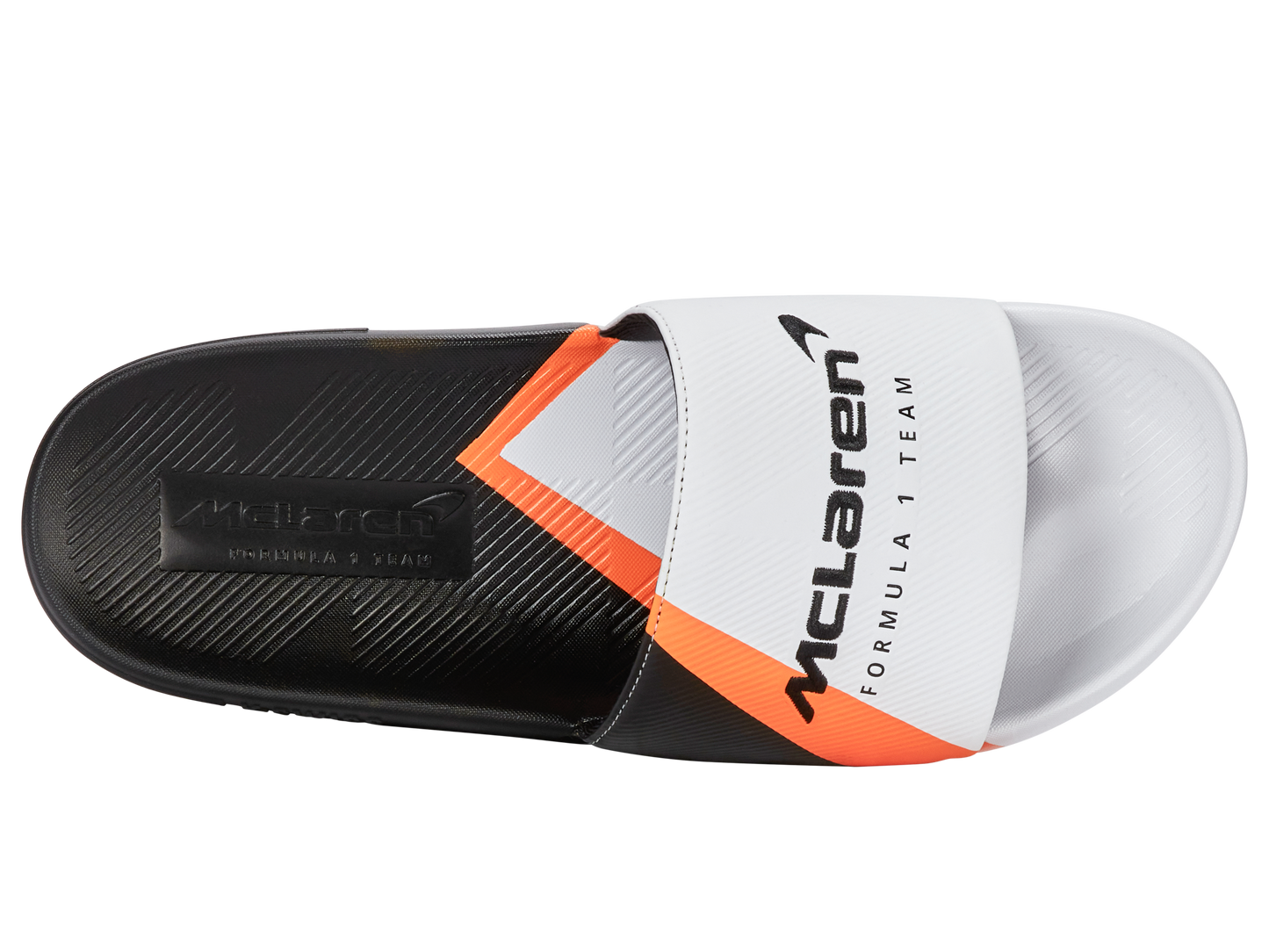 04422-196-M | SLIDE SANDAL X MCLAREN F1 TEAM | WHITE/BLACK/PAPAYA