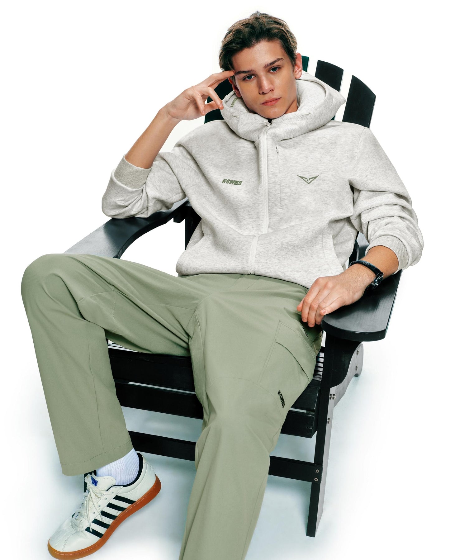 1713349-099 | K- SWISS X ANDREY RUBLEV UNISEX KUBE HOODED JACKET | GREY