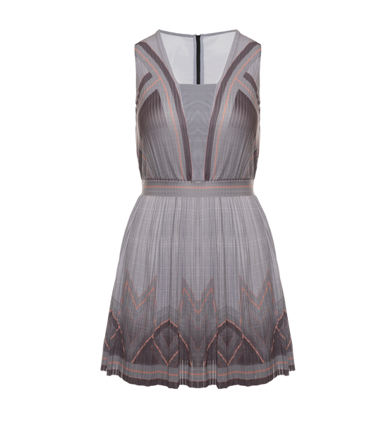 196046-025 | DEEP V PLEATED DRESS | ASPHALT
