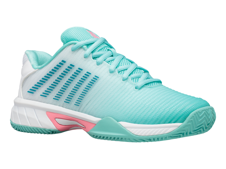 86614-439-M | HYPERCOURT EXPRESS 2 CLAY | ARUBA BLUE/WHITE/SOFT NEON PINK