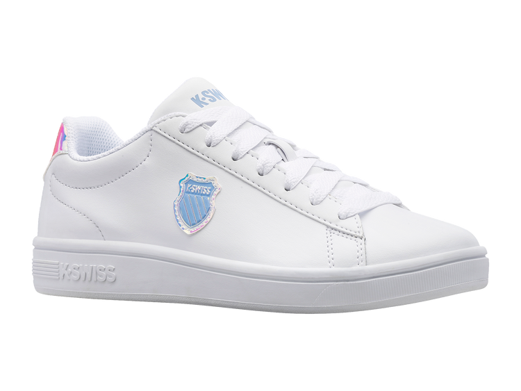 96599-161-M | COURT SHIELD | WHITE/CHAMBRAY BLUE/SAND CORAL